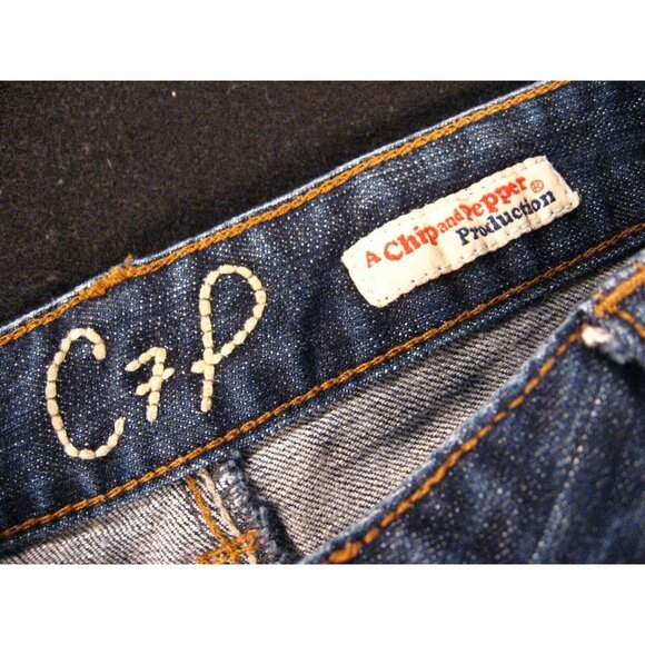 C7P CHIP And PEPPER CUTOFF JEANS SHORTS W 33 MEASURED Blue Denim Low Rise Atletc - Picture 5 of 8